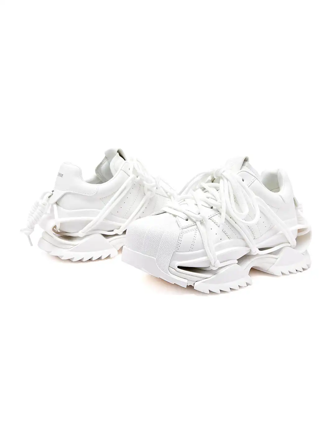 M88M | Strappy Design All-White Futuristic Sneakers
