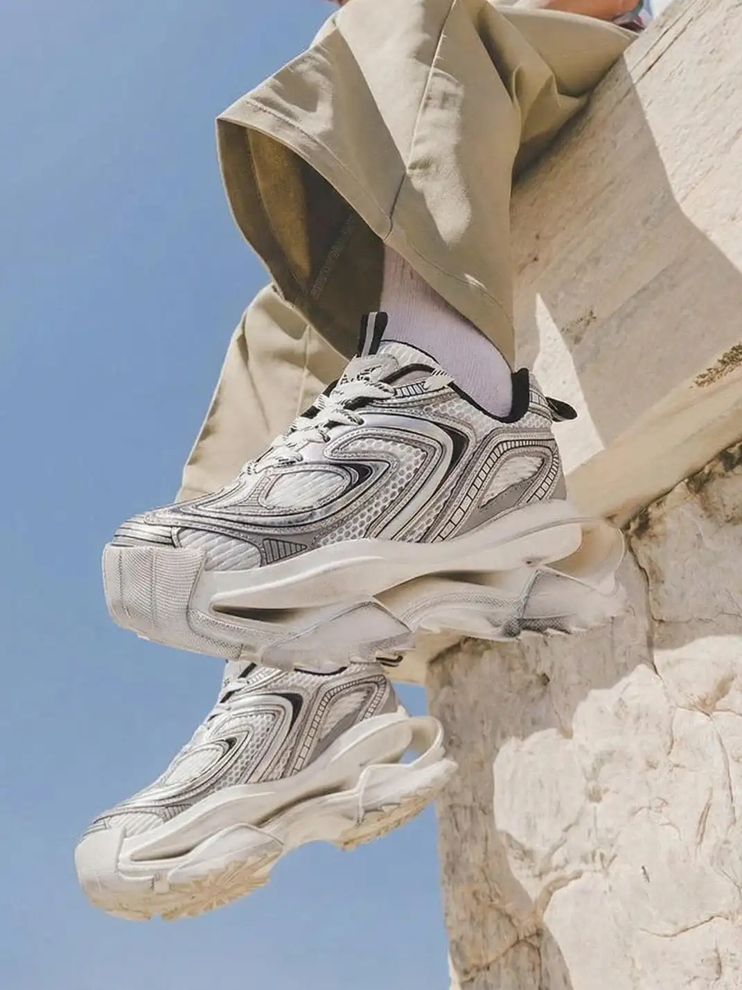 M88M | Vintage Distressed Silver Dad Shoes