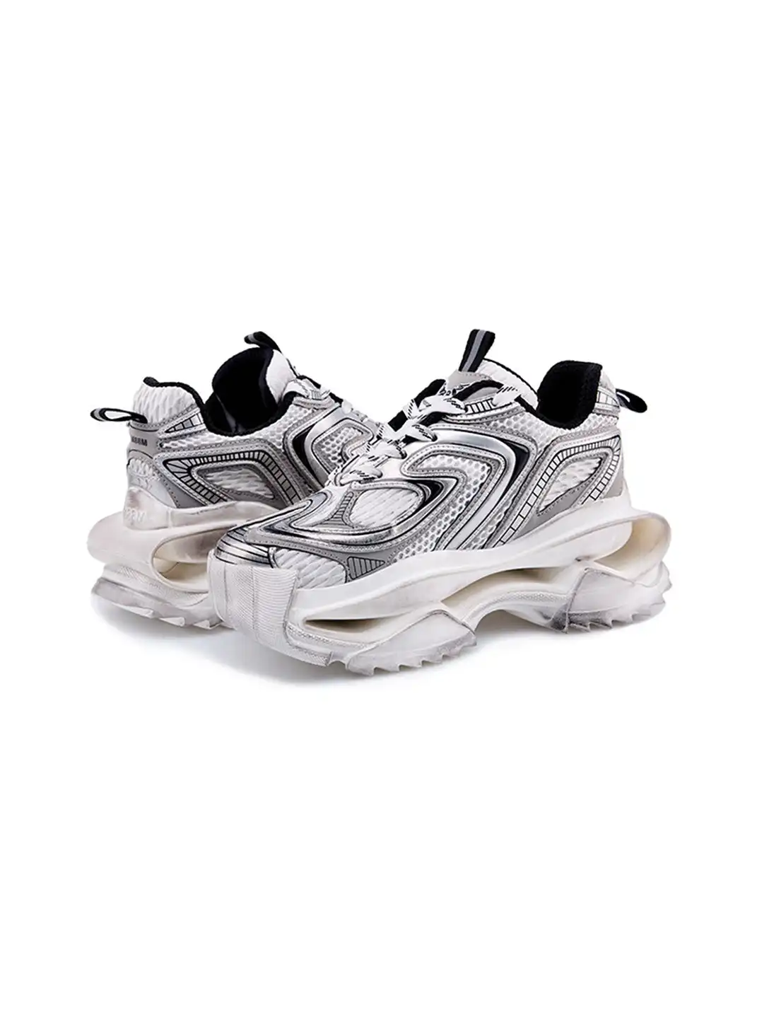 M88M | Vintage Distressed Silver Dad Shoes