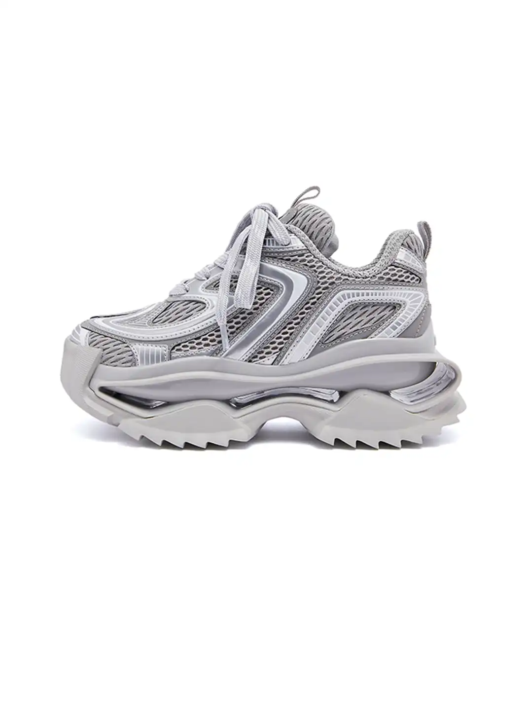M88M | Grey Mesh Sneakers with Chunky Sole and Sleek Design
