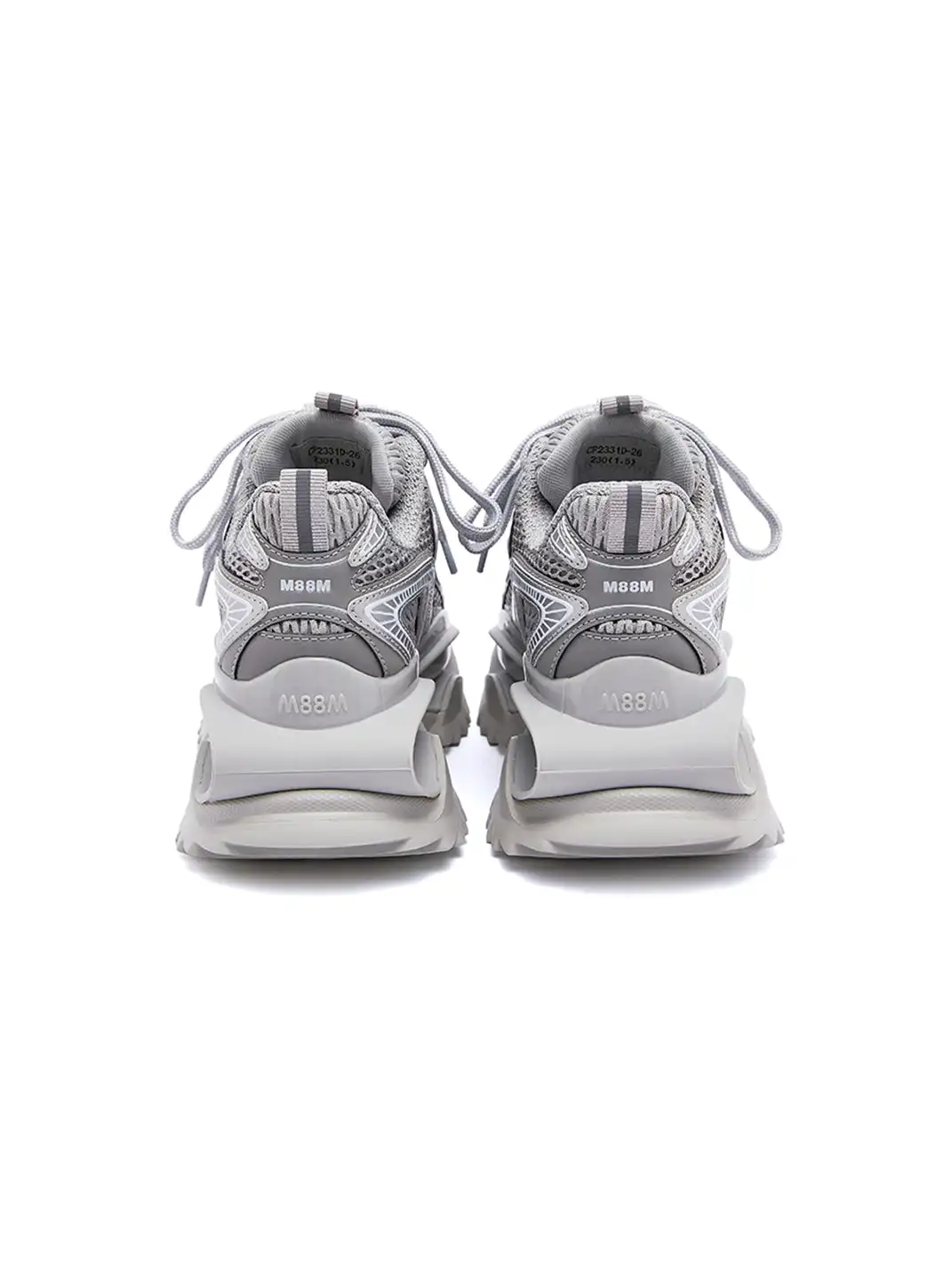 M88M | Grey Mesh Sneakers with Chunky Sole and Sleek Design