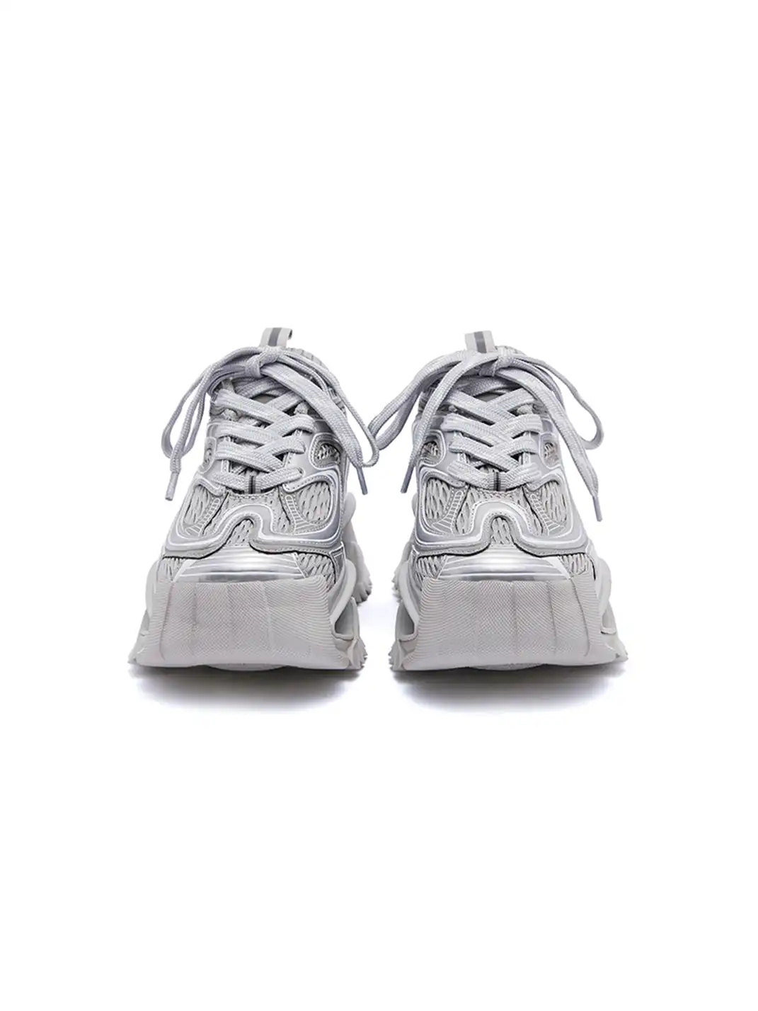 M88M | Grey Mesh Sneakers with Chunky Sole and Sleek Design