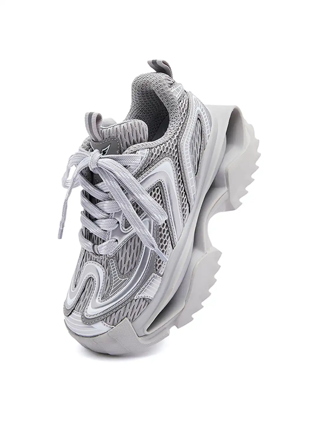 M88M | Grey Mesh Sneakers with Chunky Sole and Sleek Design