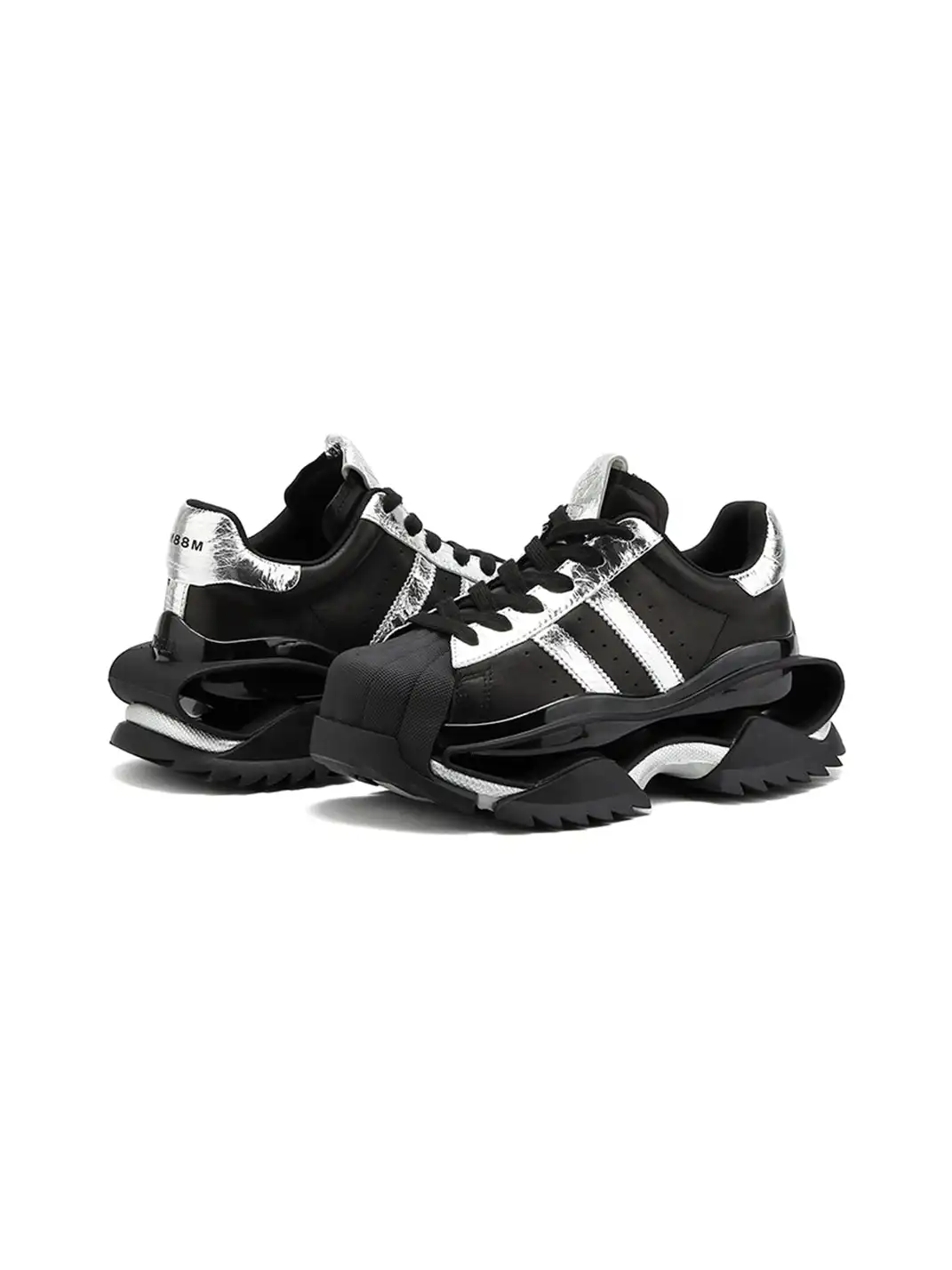 M88M | Fashionable Hollowed-Out Sole Platform Sneakers-Black Sliver