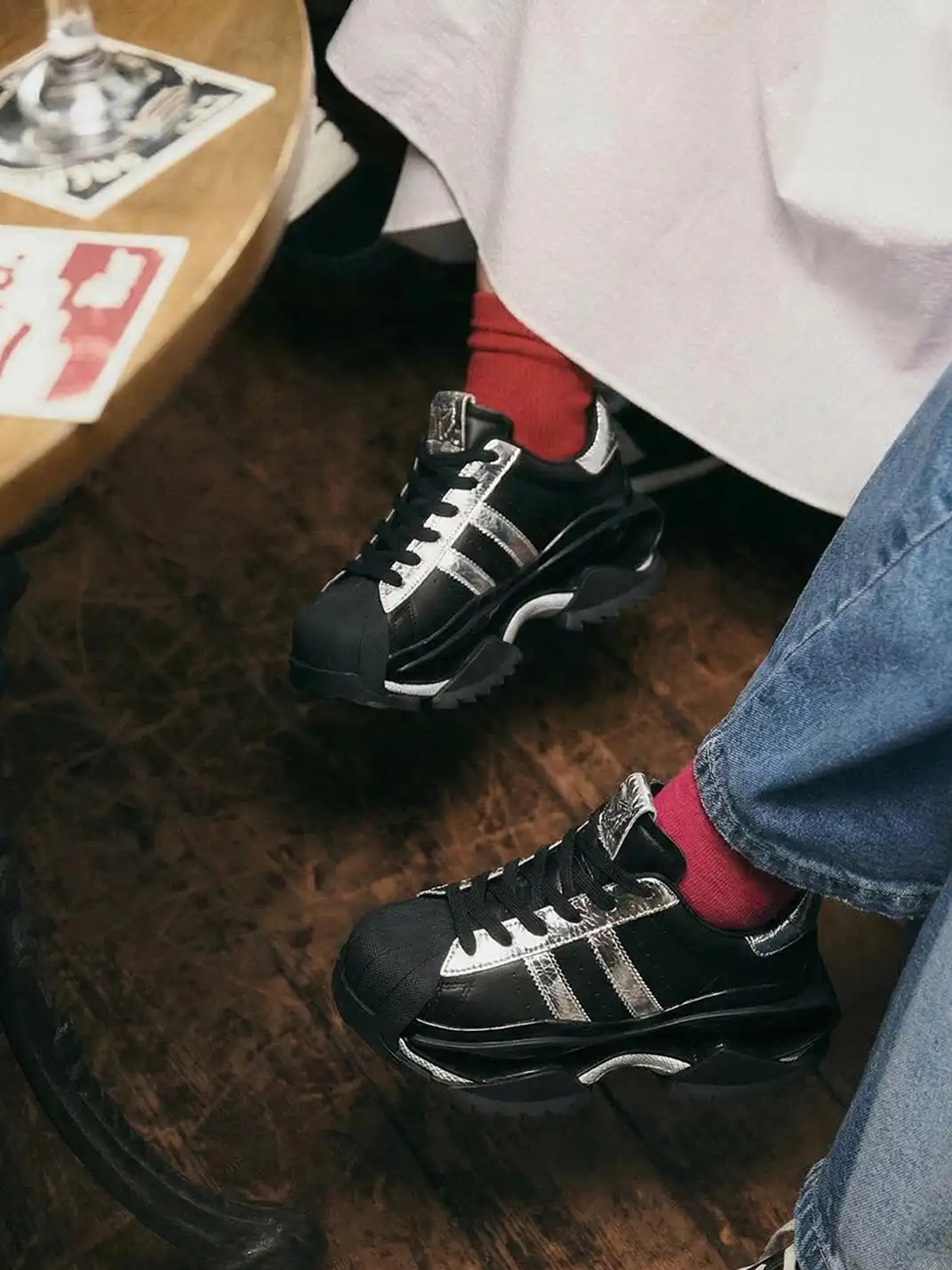 M88M | Fashionable Hollowed-Out Sole Platform Sneakers-Black Sliver