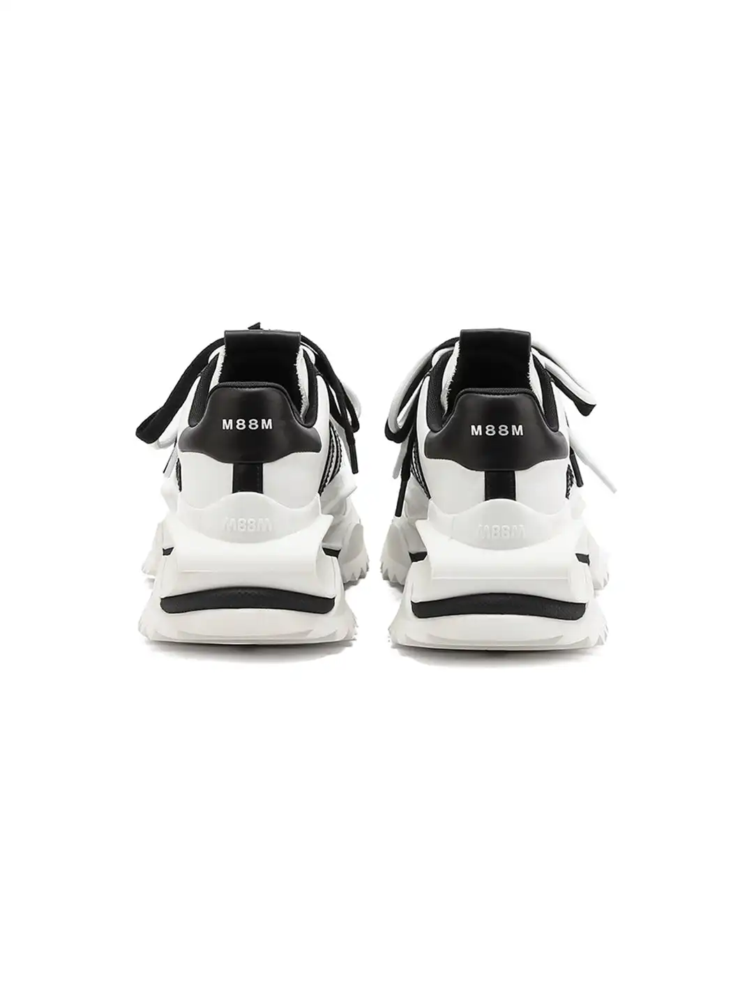 M88M | Fashionable Hollowed-Out Sole Platform Sneakers-Black White