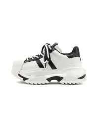M88M | Fashionable Hollowed-Out Sole Platform Sneakers-Black White