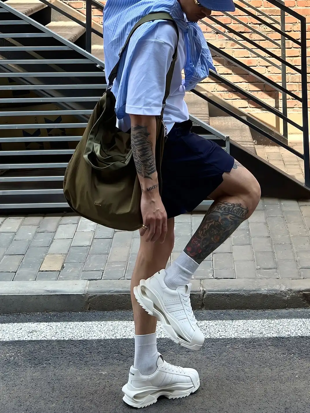 M88M | Fashionable Hollowed-Out Sole Platform Sneakers-White