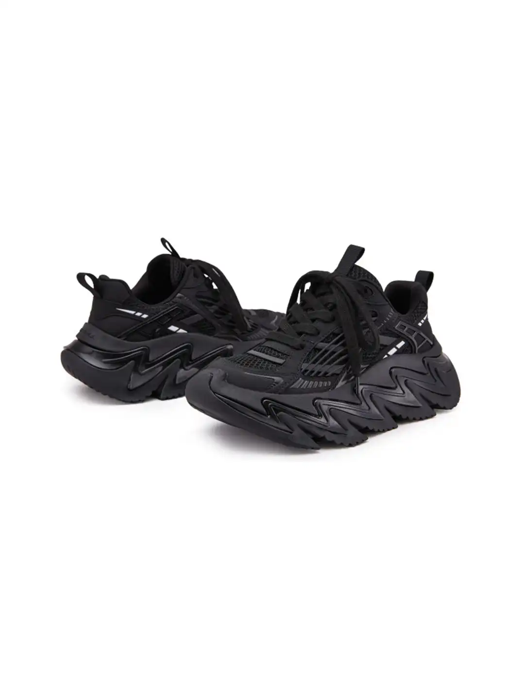 M88M | Zigzag Sole Chunky Sneakers-Black