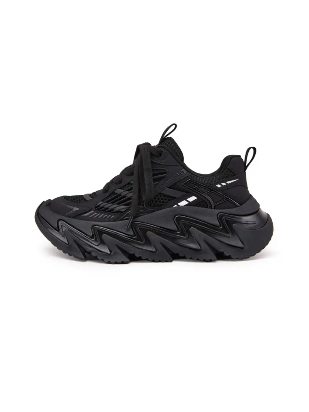 M88M | Zigzag Sole Chunky Sneakers-Black