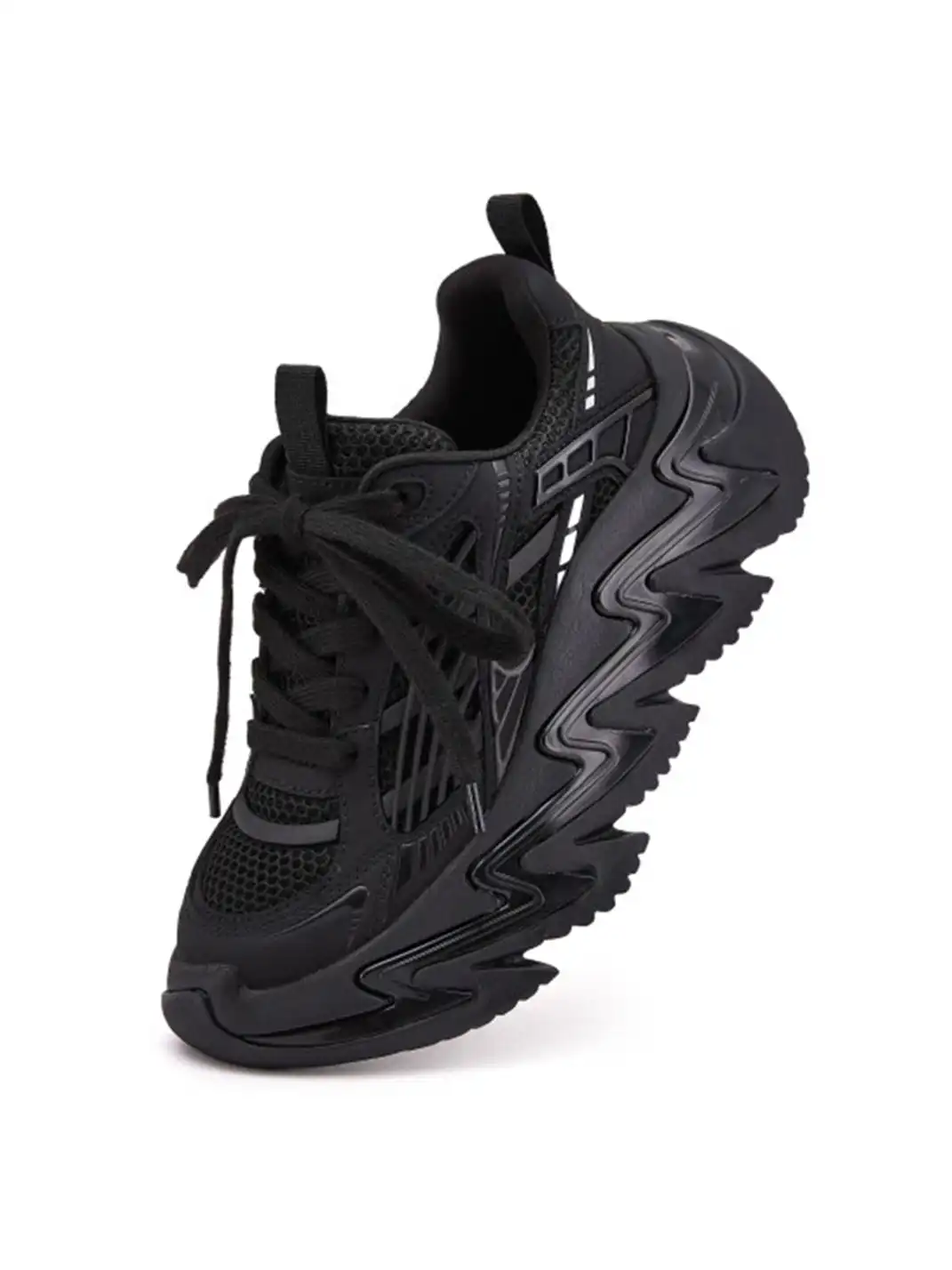 M88M | Zigzag Sole Chunky Sneakers-Black