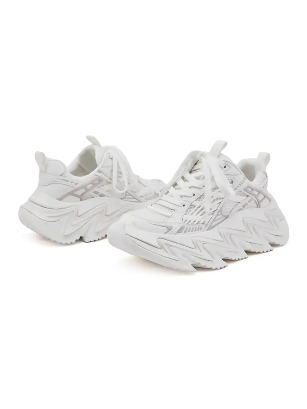 M88M | Zigzag Sole Chunky Sneakers-White