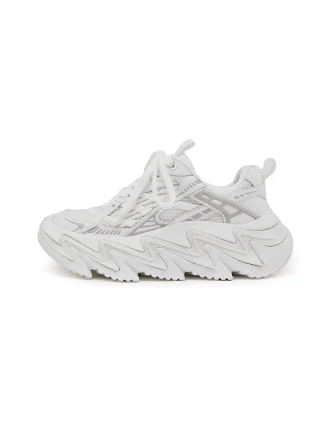 M88M | Zigzag Sole Chunky Sneakers-White