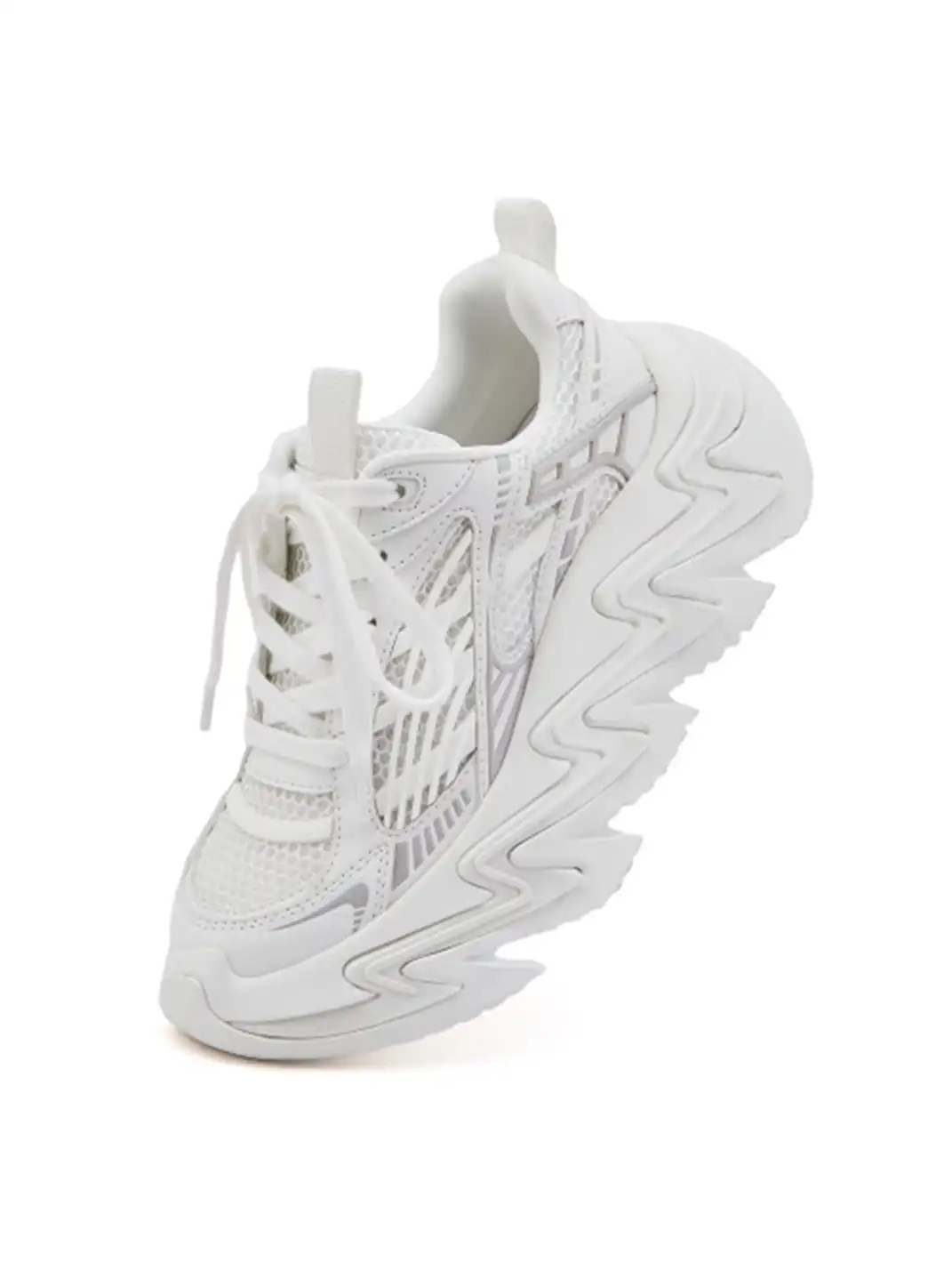 M88M | Zigzag Sole Chunky Sneakers-White