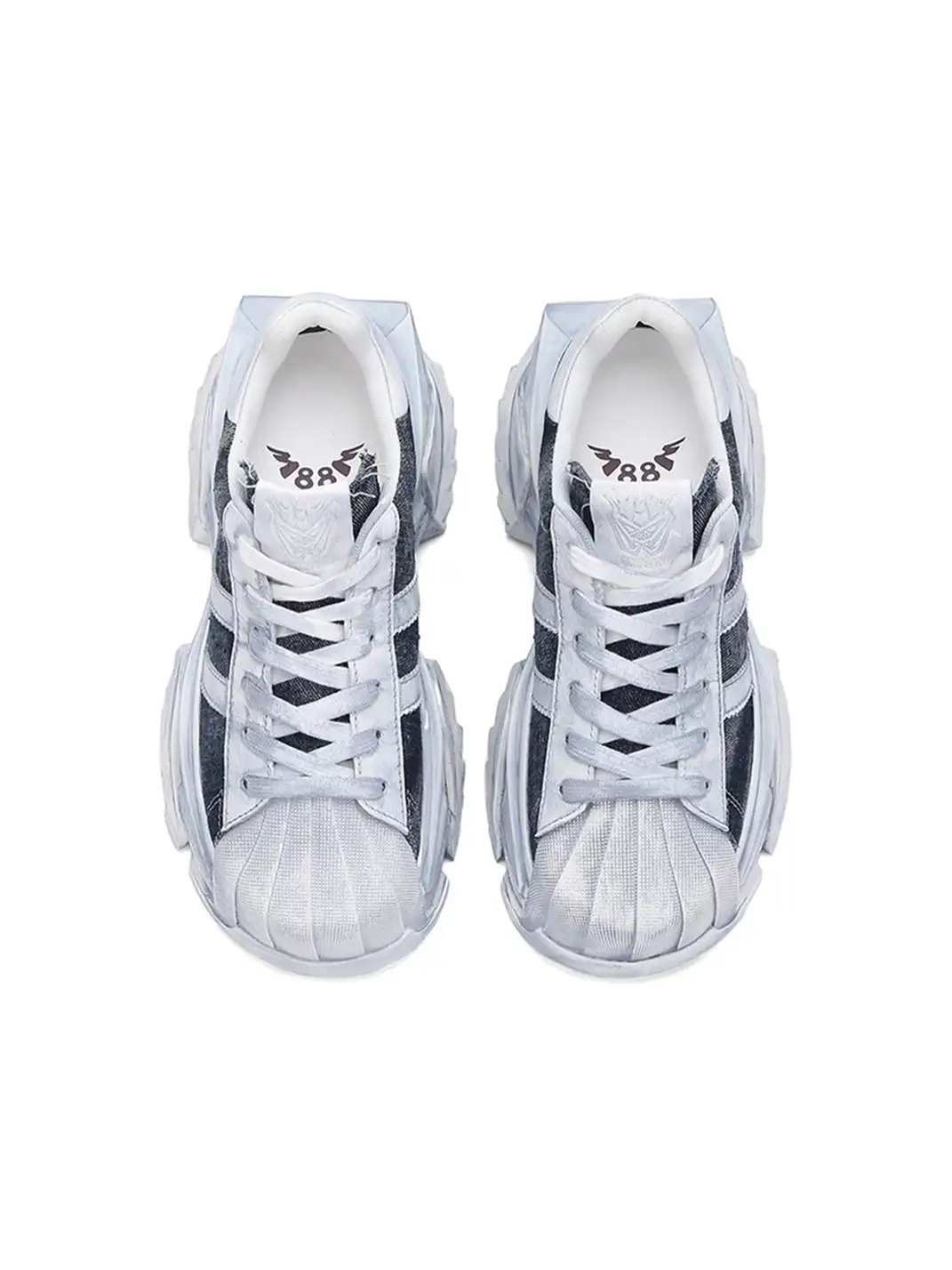 M88M | Vintage Washed Genuine Leather Platform Sneakers