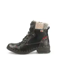 TMA EYES | Hand-Stitched Woven Lace-Up Boots-Black