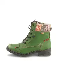 TMA EYES | Hand-Stitched Woven Lace-Up Boots-Green
