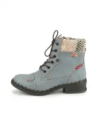 TMA EYES | Hand-Stitched Woven Lace-Up Boots-Gray