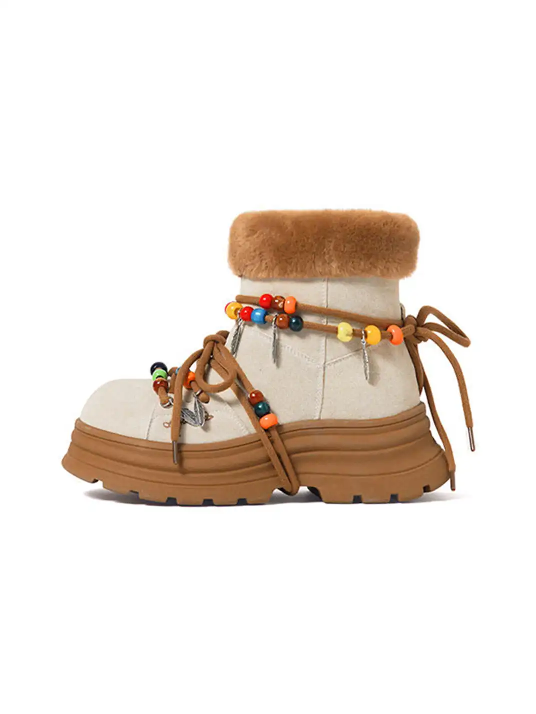 KILLWINNER | Bear Plush Platform Snow Boots-Khaki
