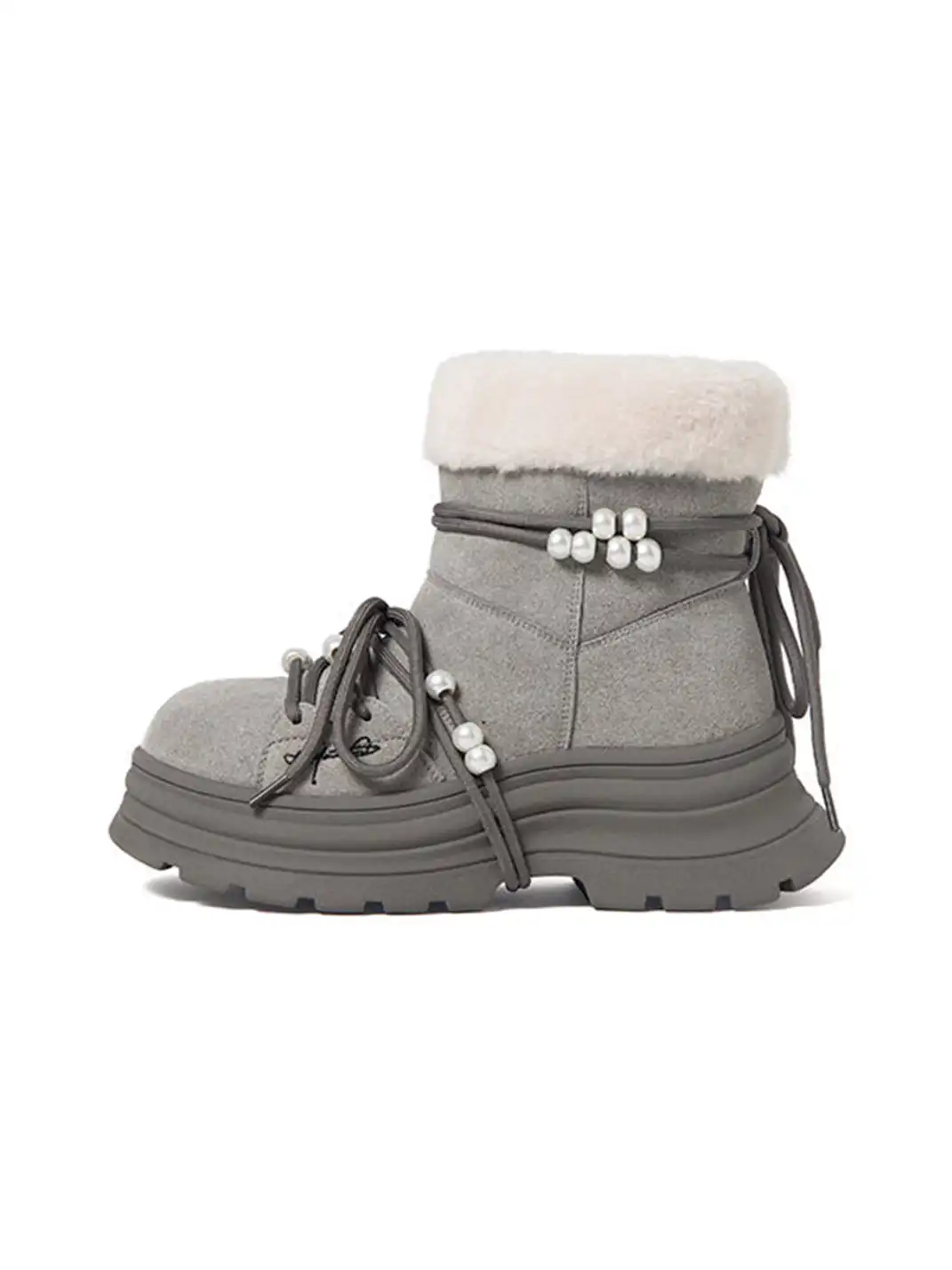 KILLWINNER | Bear Plush Platform Snow Boots-Gray