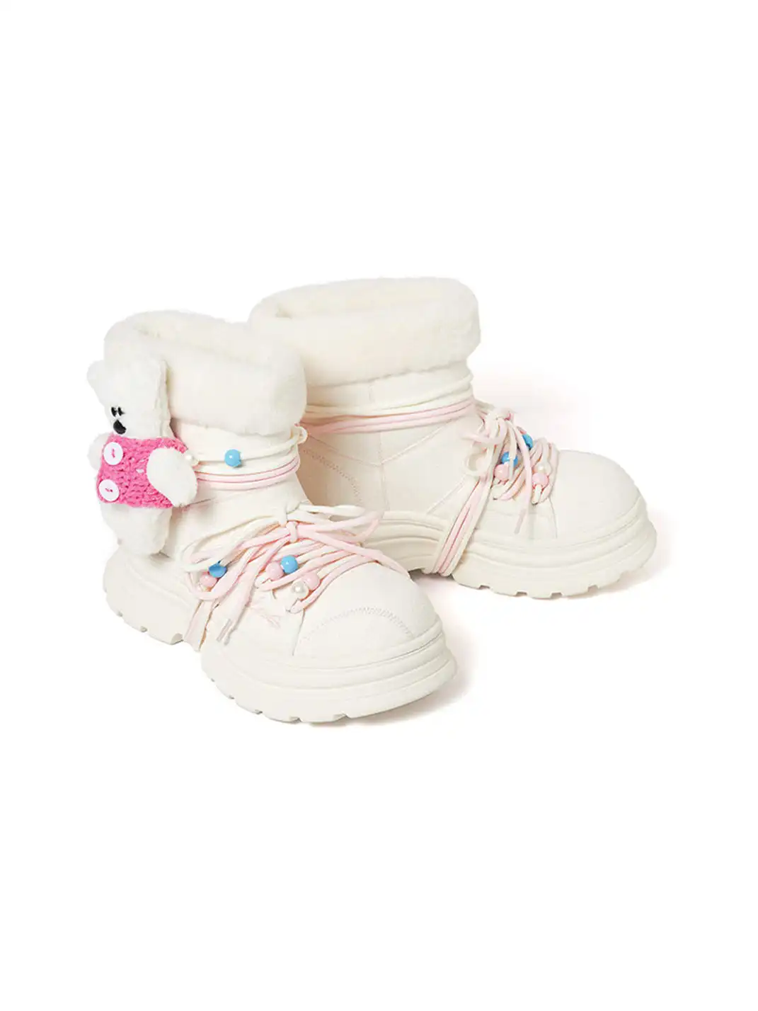 KILLWINNER | Bear Plush Platform Snow Boots-White