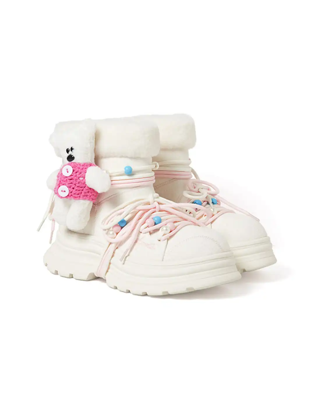KILLWINNER | Bear Plush Platform Snow Boots-White