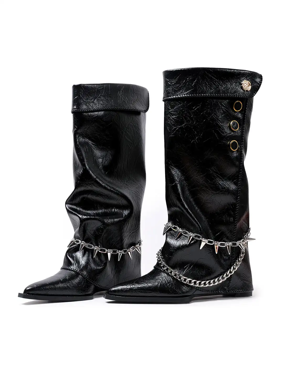 PINJIAHUI | Punk Wedge High-Top Riding Boots