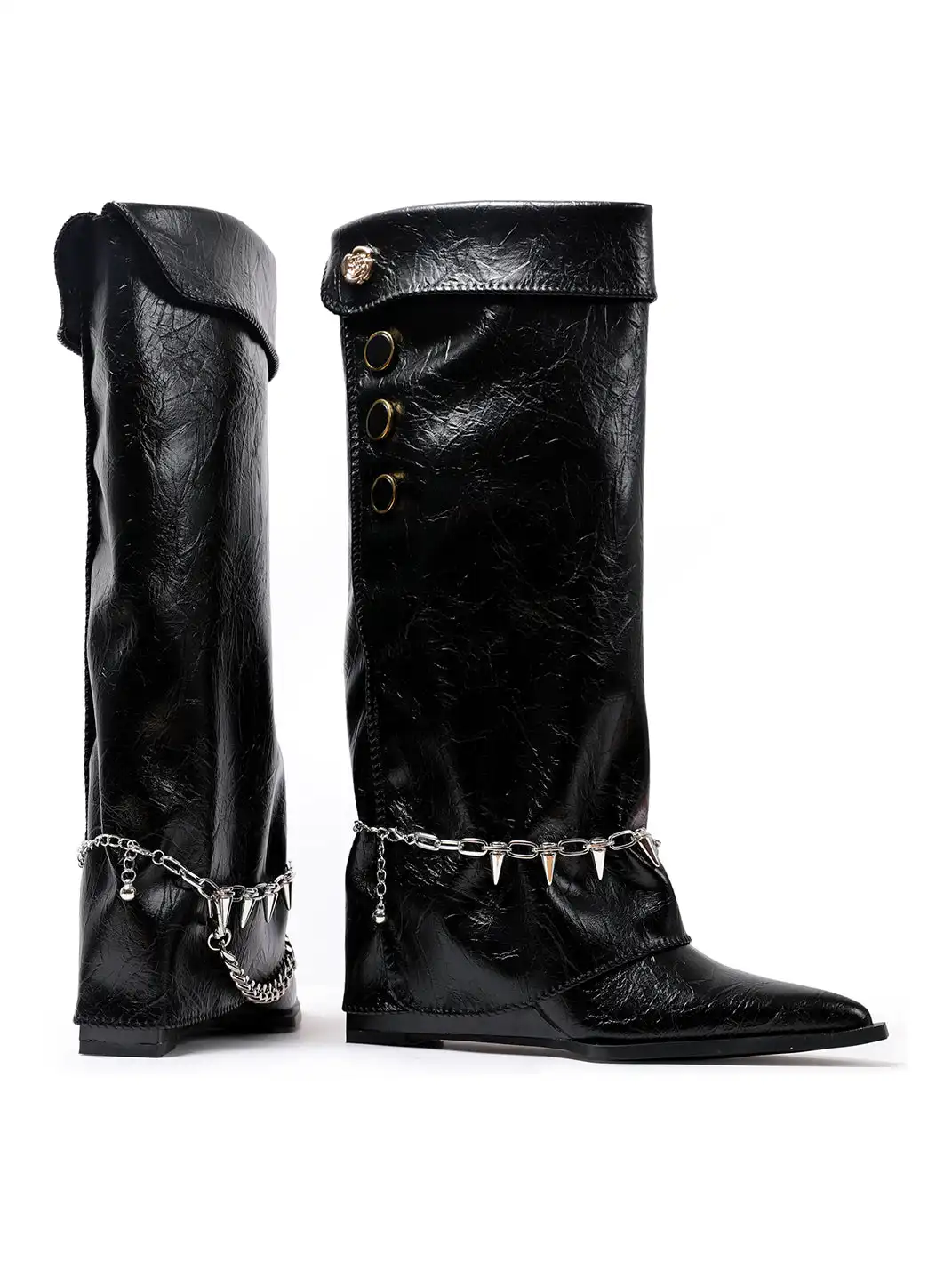 PINJIAHUI | Punk Wedge High-Top Riding Boots