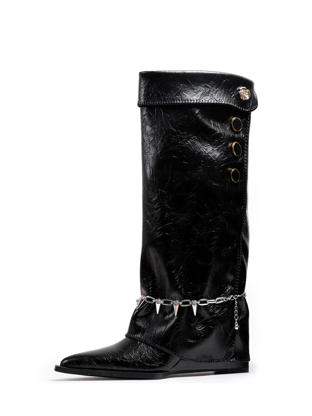 PINJIAHUI | Punk Wedge High-Top Riding Boots