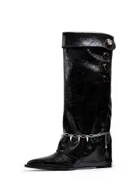 PINJIAHUI | Punk Wedge High-Top Riding Boots