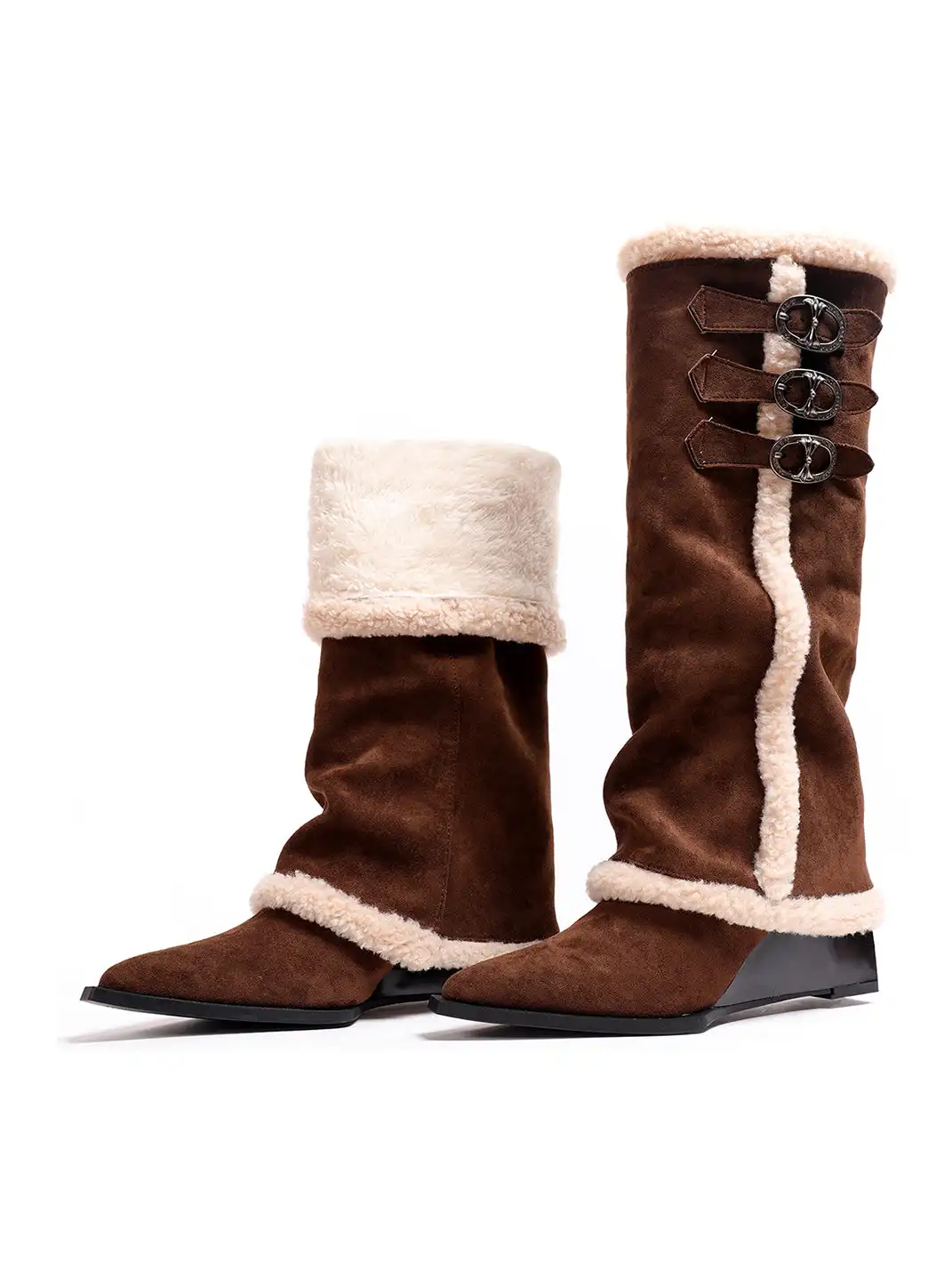 PINJIAHUI | Snow-Lined Fleece-Lined Tall Slouch Boots