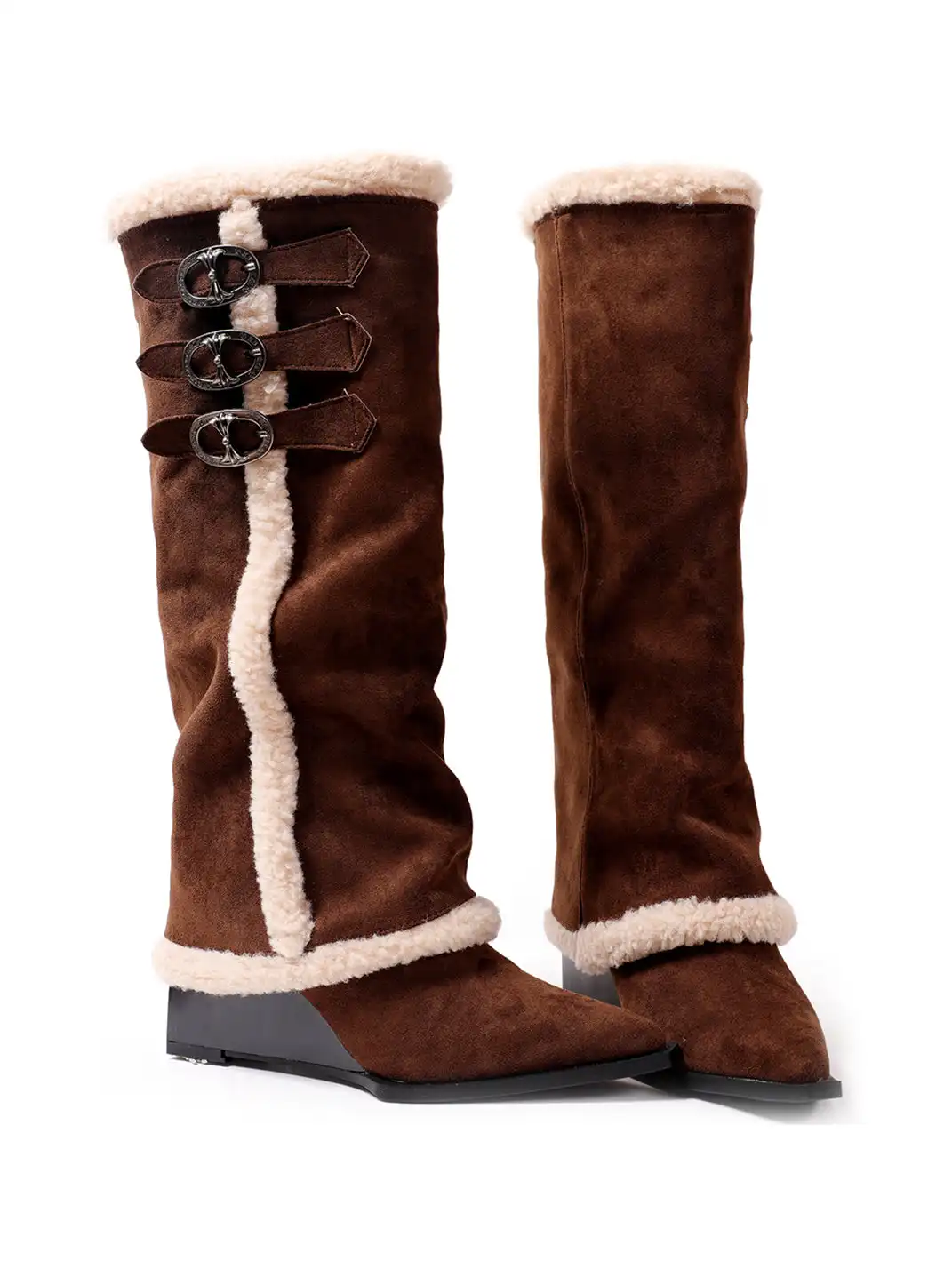 PINJIAHUI | Snow-Lined Fleece-Lined Tall Slouch Boots