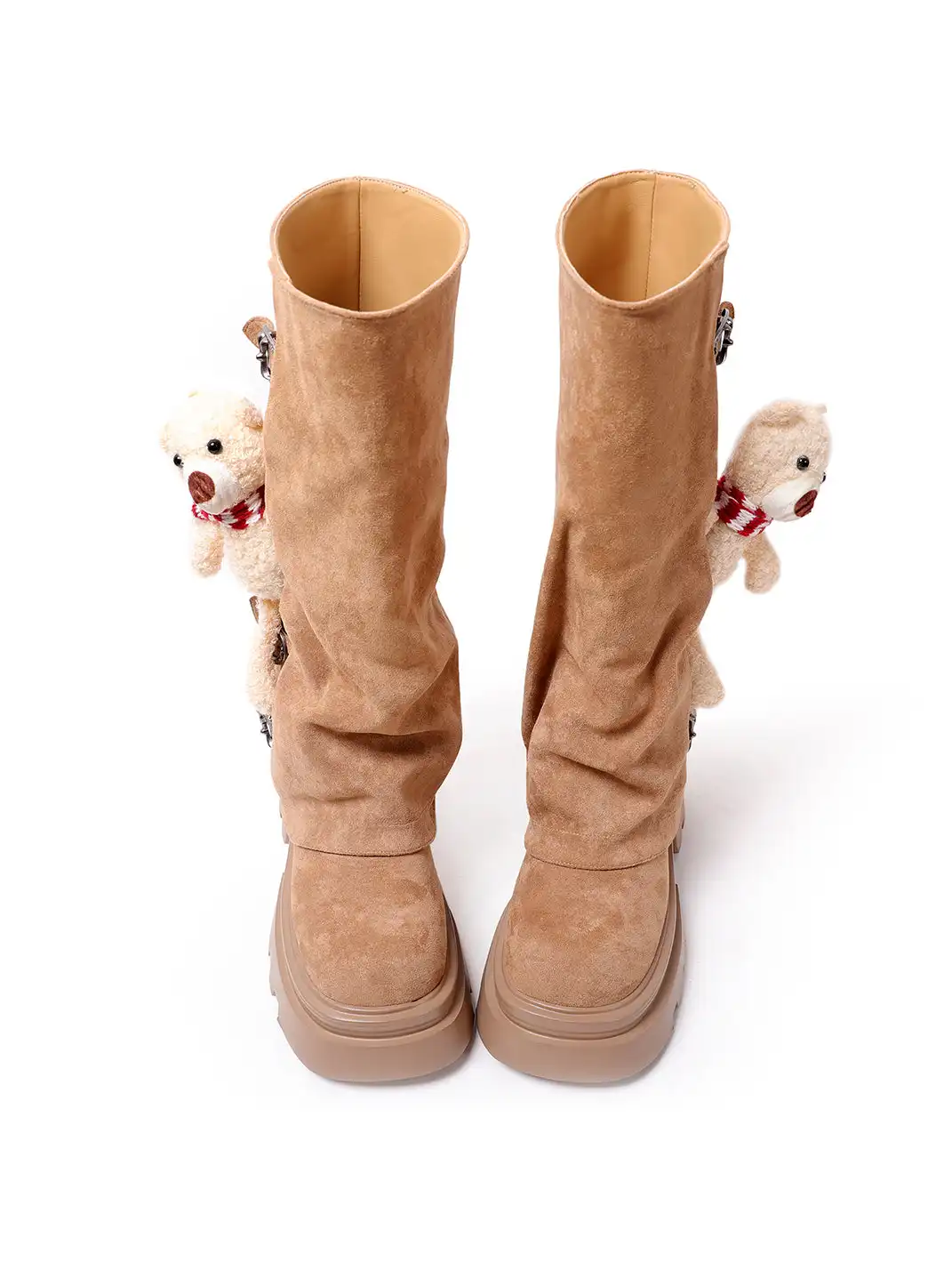PINJIAHUI | Plush Bear Decorated Mid-Calf Boots With Zipper