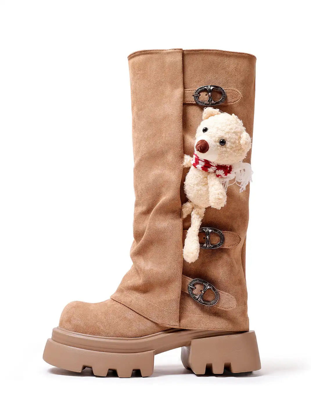 PINJIAHUI | Plush Bear Decorated Mid-Calf Boots With Zipper