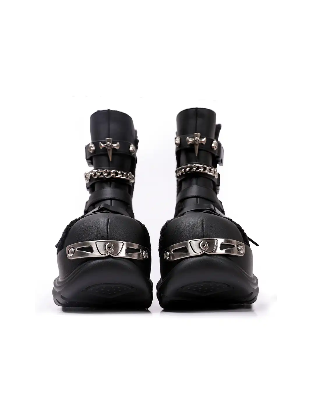 PINJIAHUI | Metallic Functional Retro Platform Motorcycle Boots