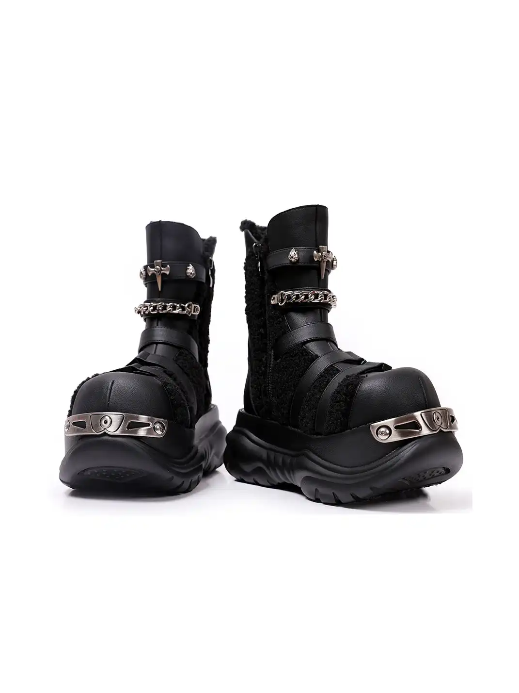 PINJIAHUI | Metallic Functional Retro Platform Motorcycle Boots