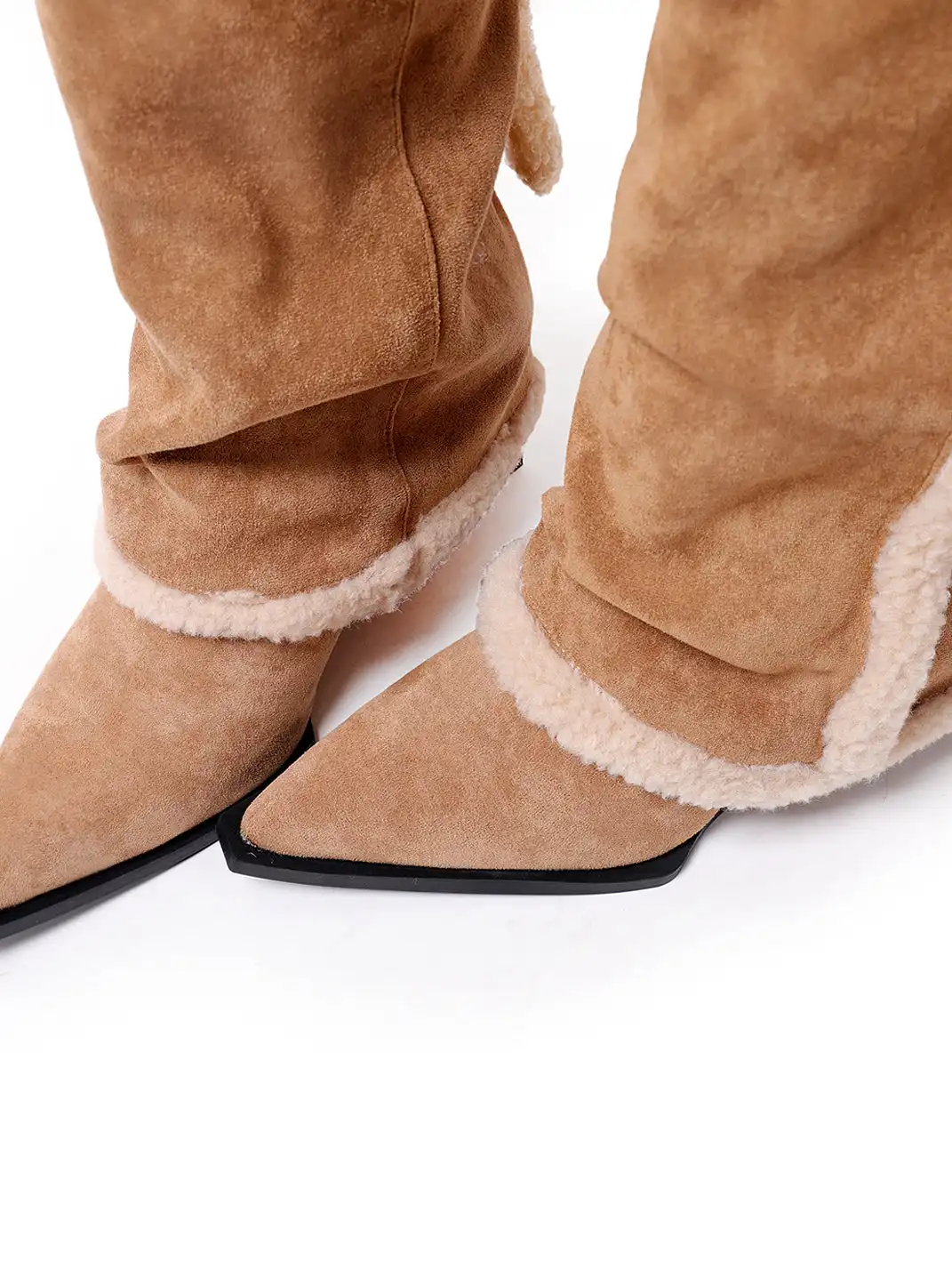 PINJIAHUI | Fleece-Lined Platform Pointed-Toe Trouser Boots