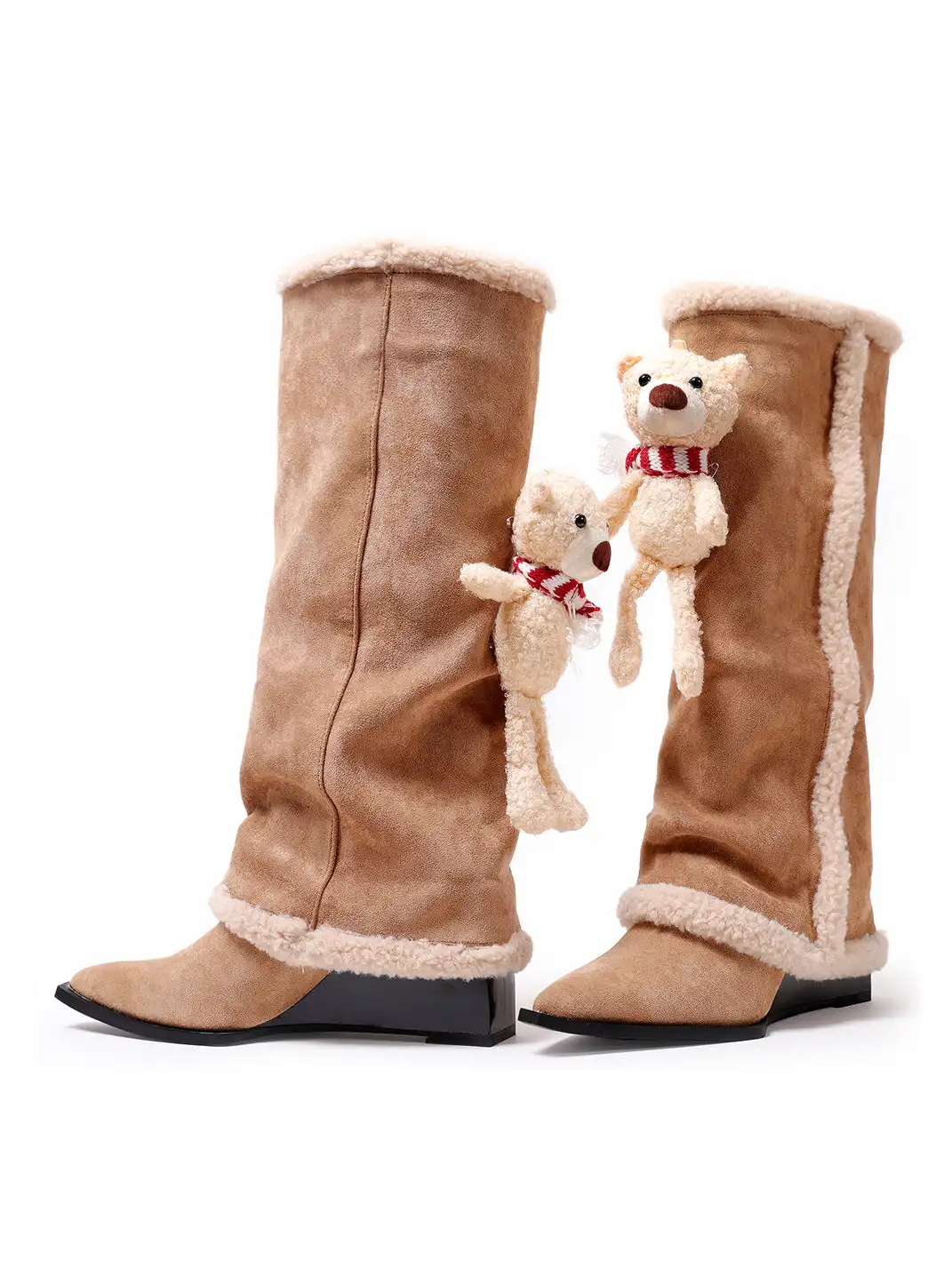 PINJIAHUI | Fleece-Lined Platform Pointed-Toe Trouser Boots