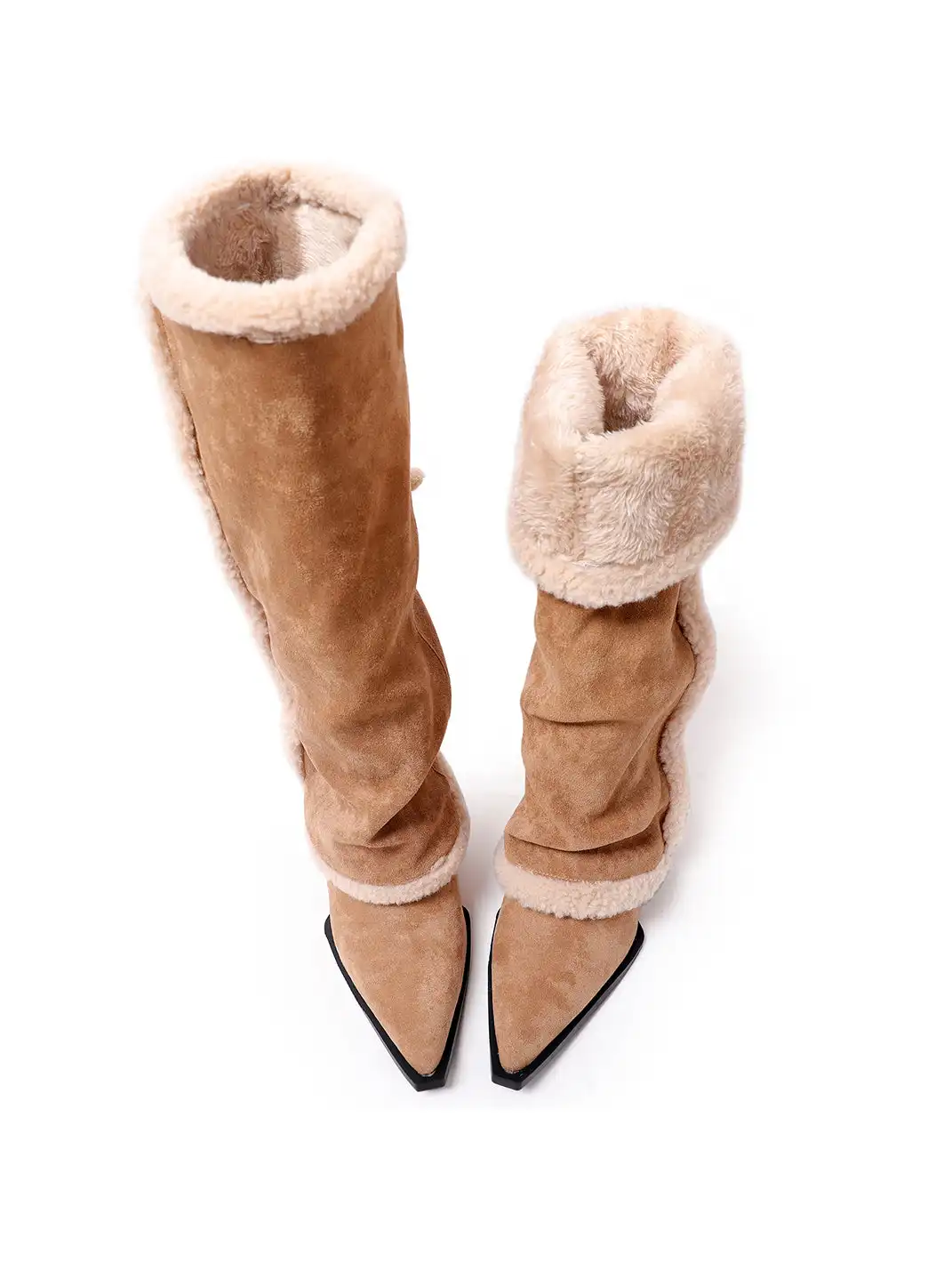 PINJIAHUI | Fleece-Lined Platform Pointed-Toe Trouser Boots