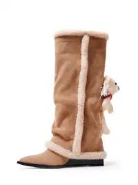 PINJIAHUI | Fleece-Lined Platform Pointed-Toe Trouser Boots