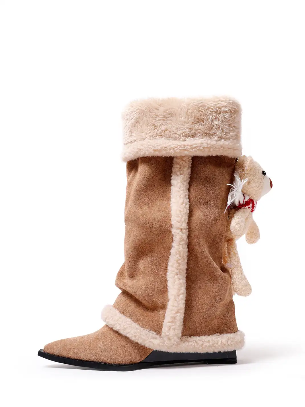 PINJIAHUI | Fleece-Lined Platform Pointed-Toe Trouser Boots