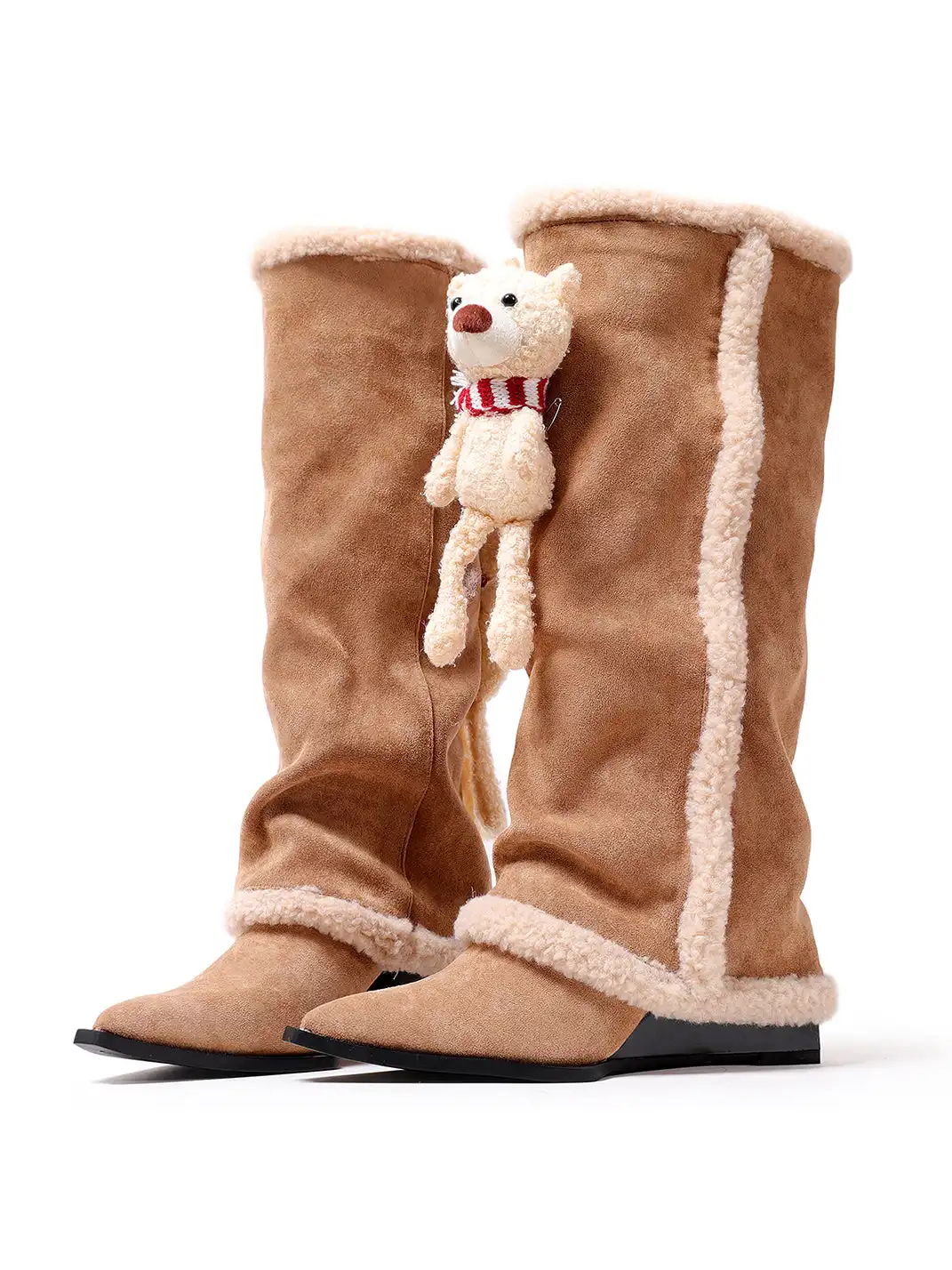 PINJIAHUI | Fleece-Lined Platform Pointed-Toe Trouser Boots