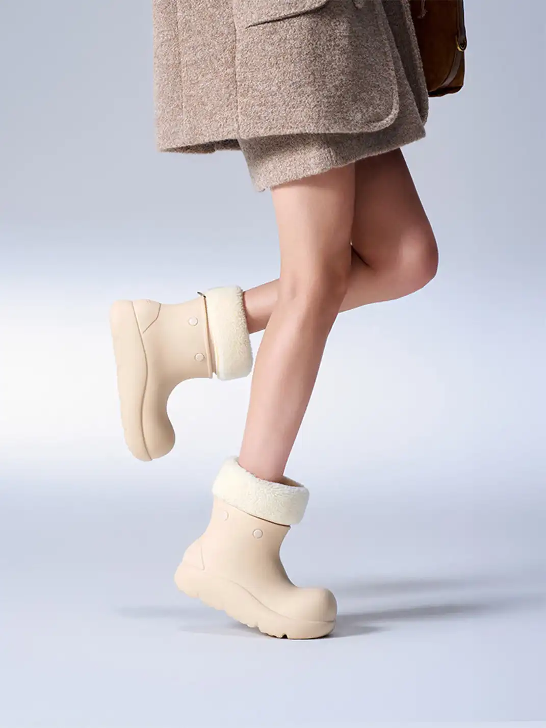 BEYS | Minimalist Design Non-Slip Fur-Lined Winter Boots-Beige
