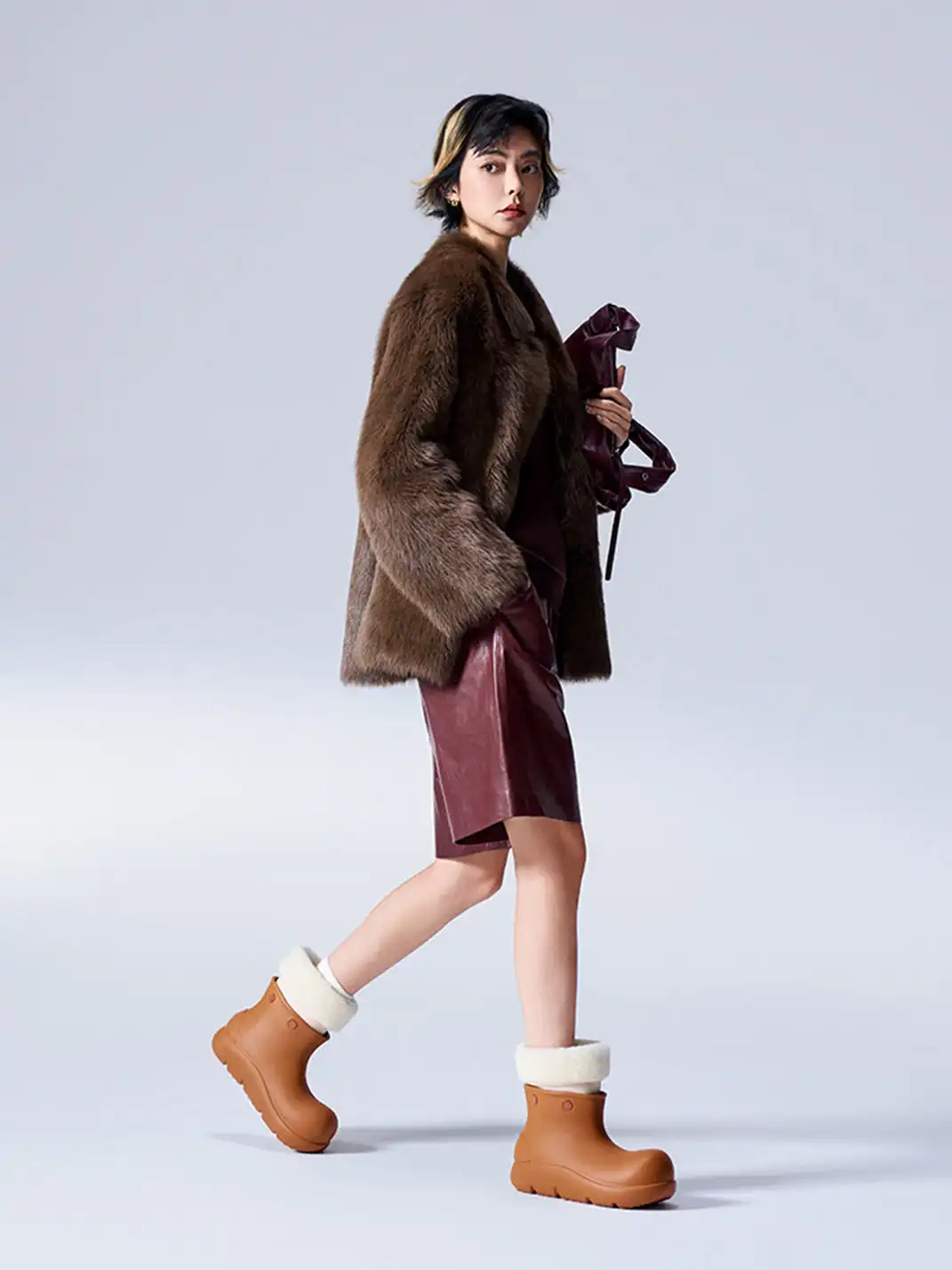 BEYS | Minimalist Design Non-Slip Fur-Lined Winter Boots-Brown