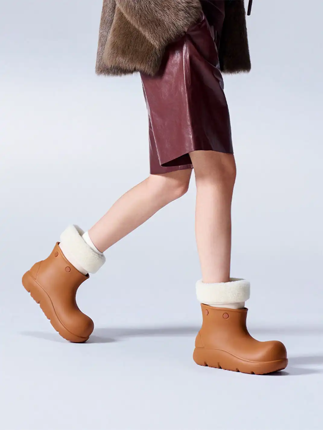 BEYS | Minimalist Design Non-Slip Fur-Lined Winter Boots-Brown