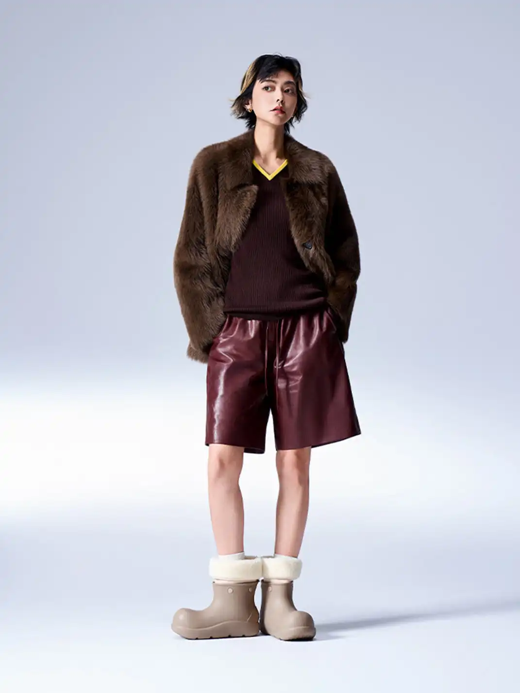 BEYS | Minimalist Design Non-Slip Fur-Lined Winter Boots-Gray