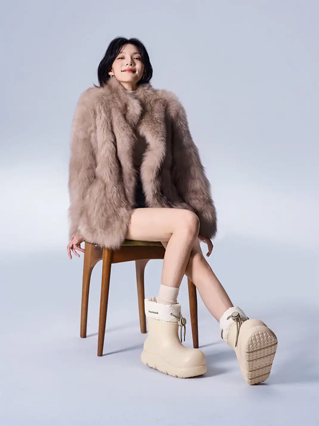 BEYS | Minimalist Waterproof Winter Boots with Adjustable Drawstring-Beige