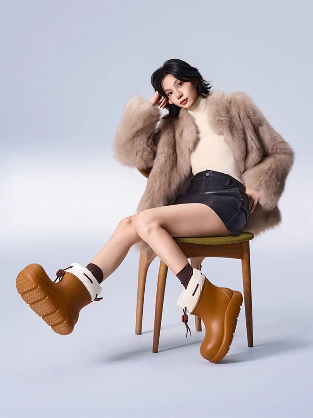 BEYS | Minimalist Waterproof Winter Boots with Adjustable Drawstring-Brown