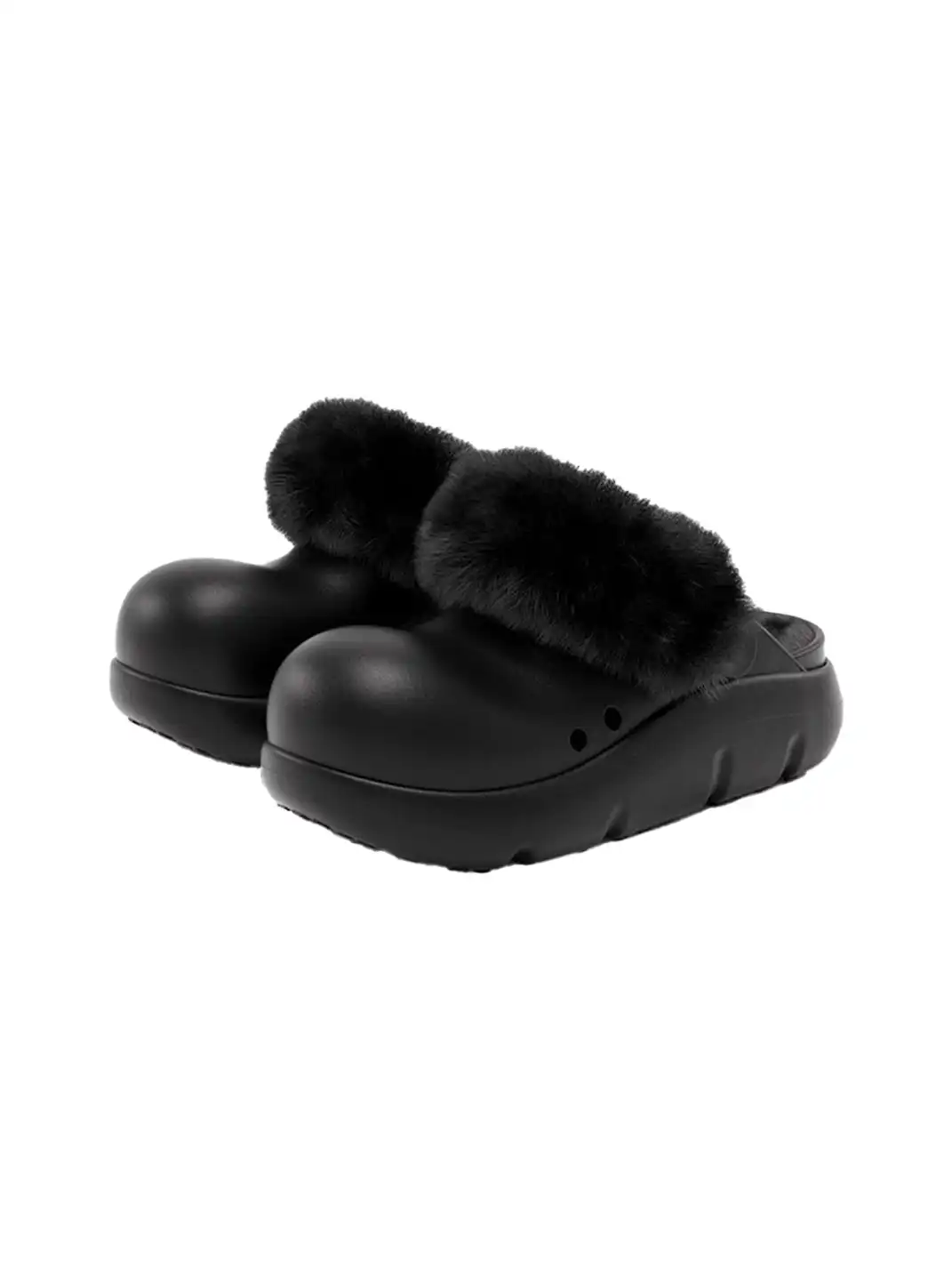 BEYS | Faux Fur Lined Slippers-Black