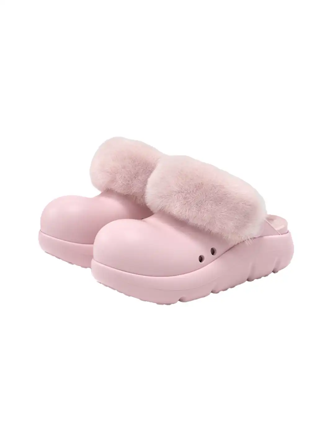 BEYS | Faux Fur Lined Slippers-Pink